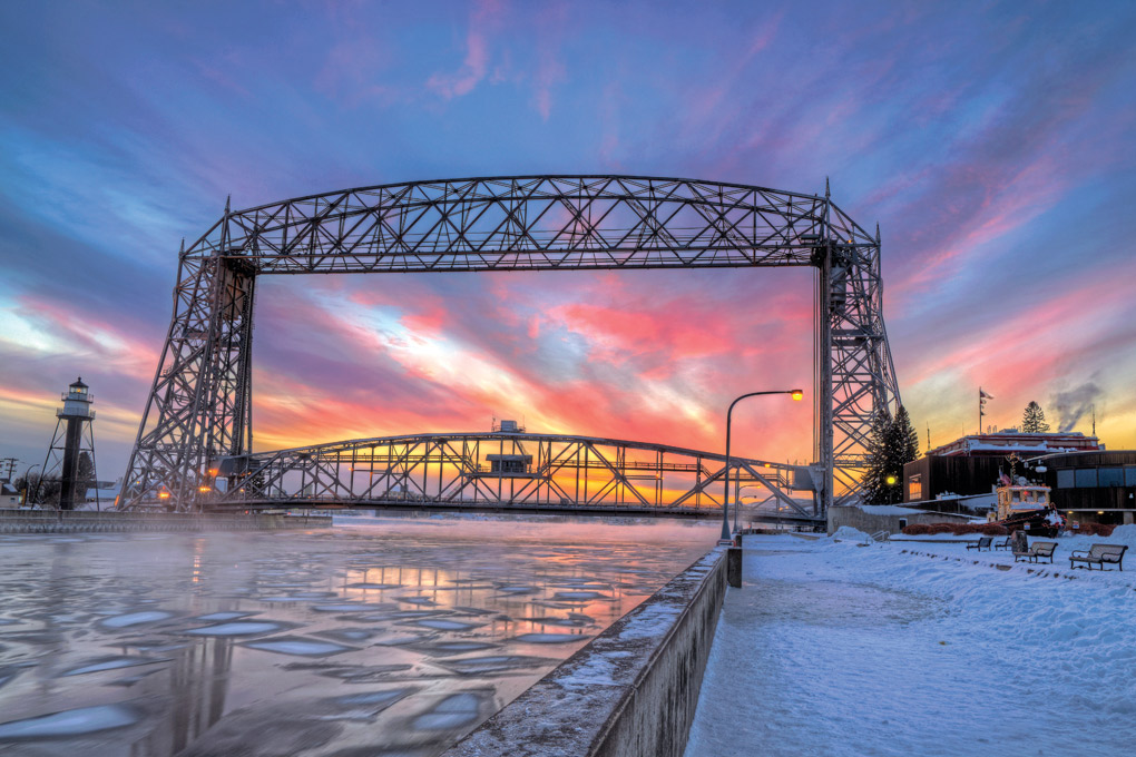 Aerial bridge in winter