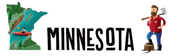 An illustration of the word "Minnesota" along with the state.