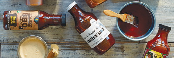 A collection of barbecue sauces, part of the best barbecue in Minnesota.