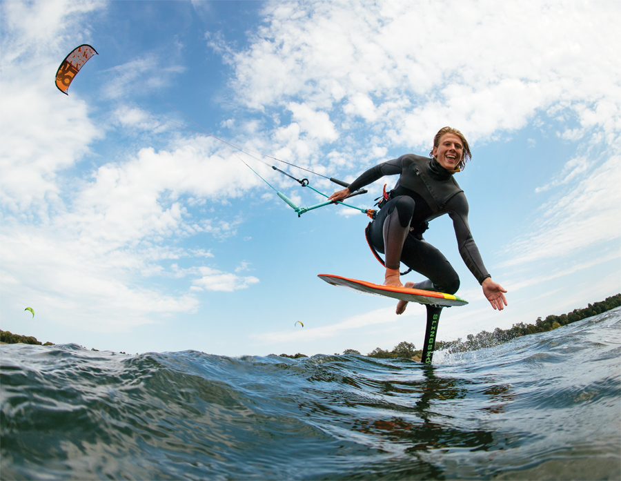 Nick Ruchti kiteboarding on Lake Mille Lacs.