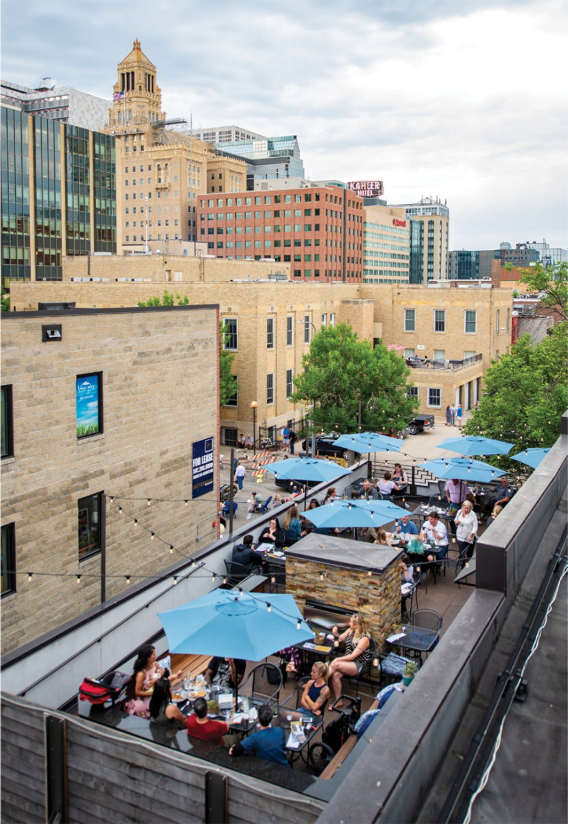 The rooftop patio of the Tap House in Rochester, Minnesota.