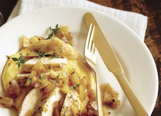 Chicken with Apple-Maple Compote and Cheese Grits Recipe