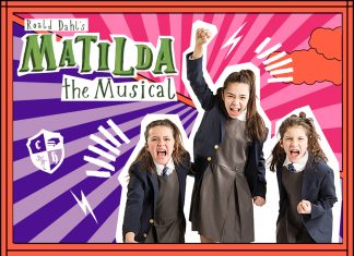 Promotional image of 3 girls for Roald Dahl's Matilda The Musical at Childrens Theatre Company 2019