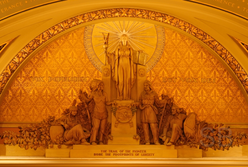 Lt. Gov. Peggy Flanagan describes what representatives see when they enter the House of Chambers: "Directly over the dais is a carving of pioneers on one side and Native American people on the other ... And, so, every day, when the members go in to do their business, the images that they see are of Native people stuck in the past."