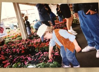 This is a photo of my grandson when I took him to the farmers market when he was young. He turned 29 last Friday.