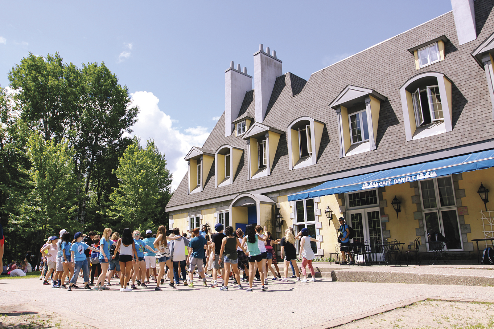 Camp attendees line up at Lac du Bois