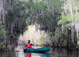 ‘America Outdoors With Baratunde Thurston’ Season 2 Premieres September 6 Baratunde Thurston canoeing down the Suwannee River in Georgia. Okefenokee National Wildlife Refuge, Folkston, GA.