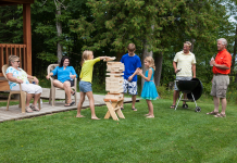 Grand Rapids family resort giant jenga game