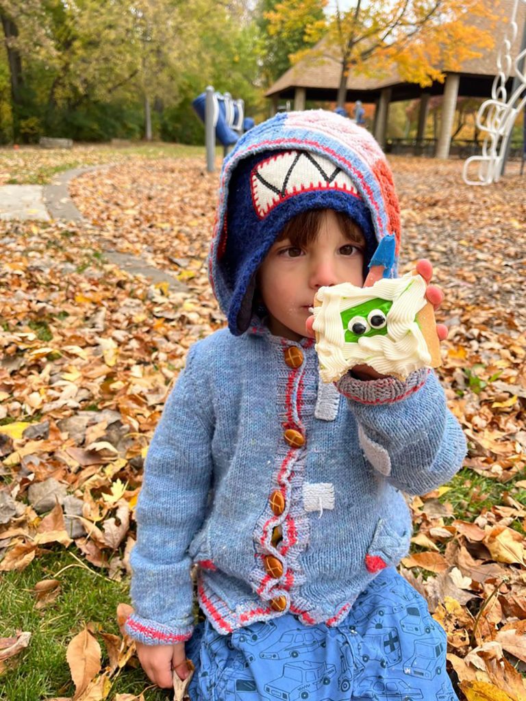 Fall boy with monster cookie