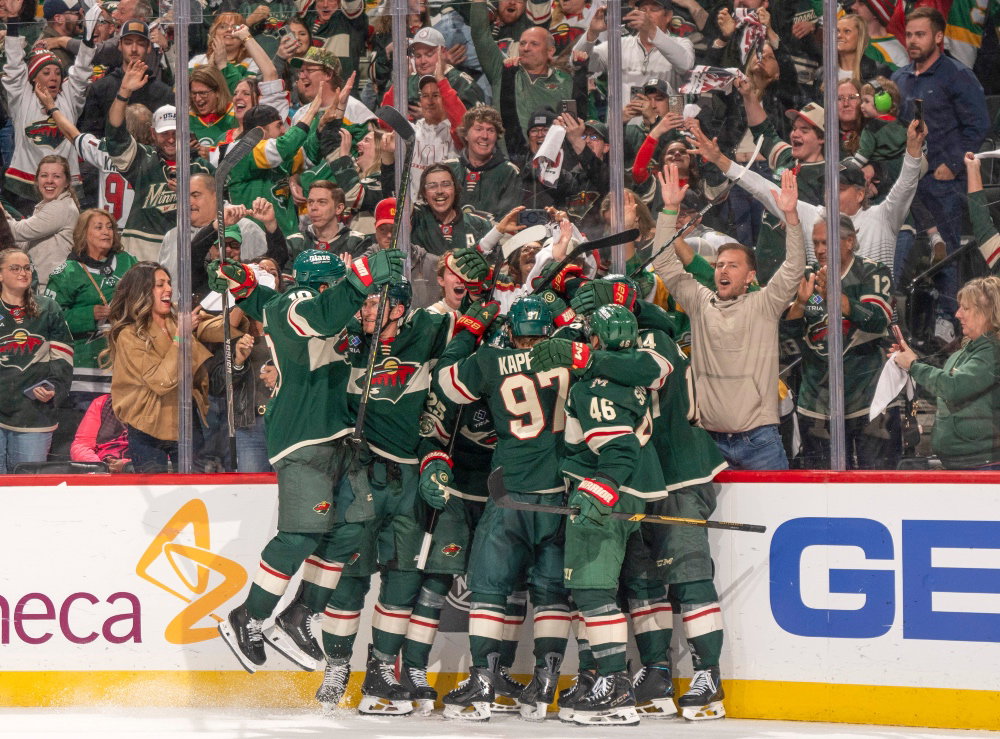 The Minnesota Wild celebrating