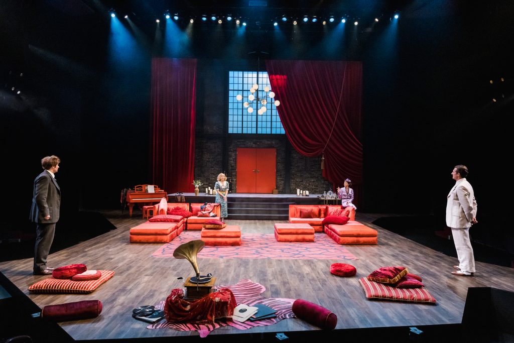 Dustin Bronson (Victor Prynne), Sibyl Chase (Nikki Massoud), Laura Odeh (Amanda Prynne), and William Connell (Elyot Chase)