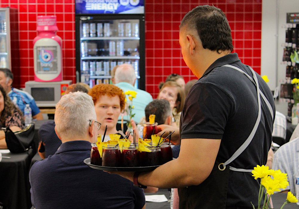 Serving drinks