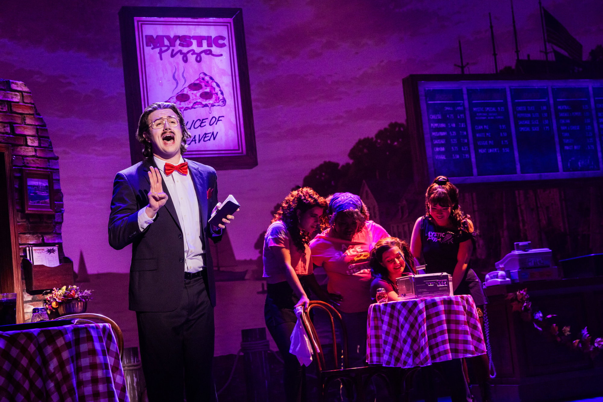 Richard Morgan and cast in Mystic Pizza at the Ordway.
